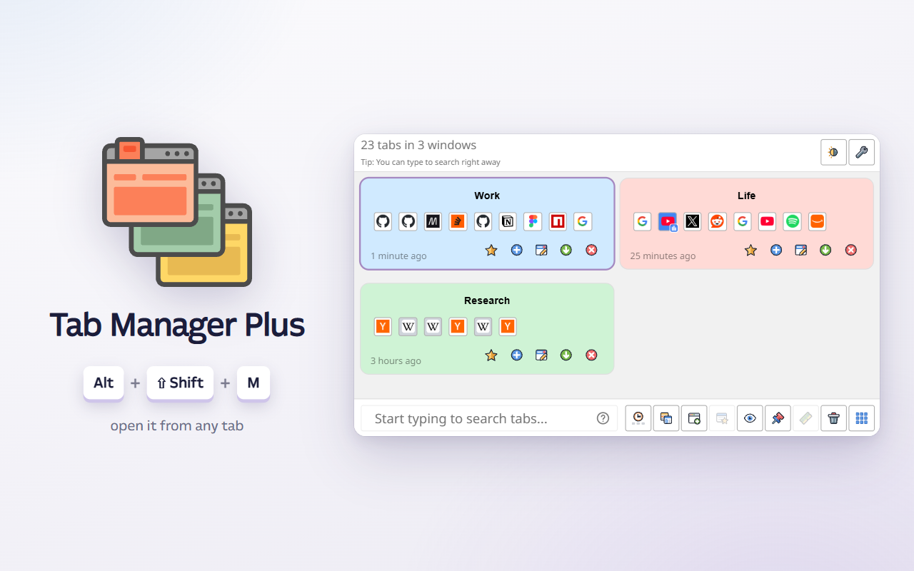 Tab Manager Plus in Block view